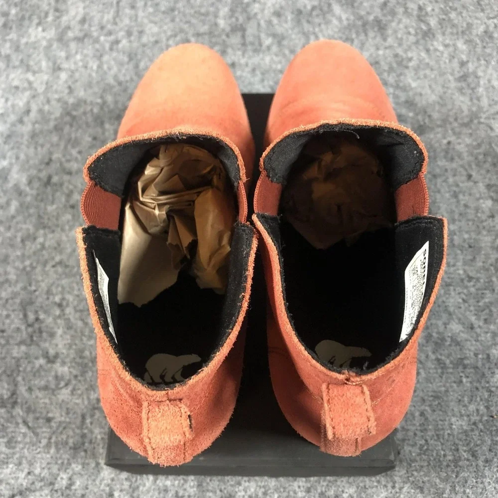 Sorel Boots‎ Womens 9.5 Orange Suede Wedge Chelsea Ankle Booties NL4910-849